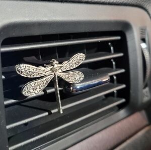 Elegant Silver Tone Dragonfly Car Vent Clip